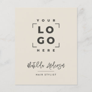 Crème zwart elegante moderne girly prijs QR-code Flyer