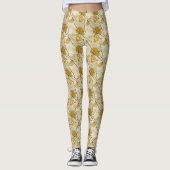 Crème, zwart en goud Abstract Leggings (Voorkant)