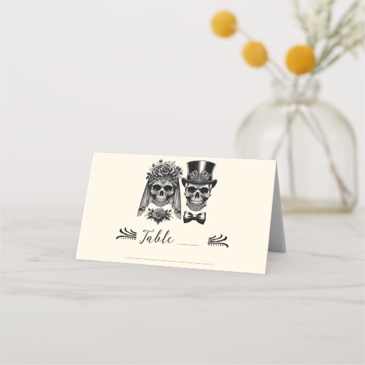 Crème Zwart & Goud  Skelet Bruiloft (Voorkant)