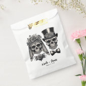 Crème Zwart & Goud  Skelet Bruiloft Bedankzakje (Gezegeld)