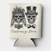 Crème Zwart & Goud  Skelet Bruiloft Blikjeskoeler (Voorkant)