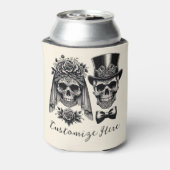 Crème Zwart & Goud  Skelet Bruiloft Blikjeskoeler (Blikje Achterkant)