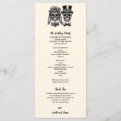 Crème Zwart & Goud  Skelet Bruiloft Programma (Achterkant)