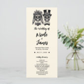 Crème Zwart & Goud  Skelet Bruiloft Programma (Staand voorkant)