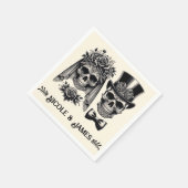 Crème Zwart & Goud  Skelet Bruiloft Servet (Hoek)