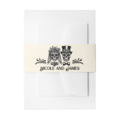 Crème Zwart & Goud Skelet Bruiloft Uitnodigingen Wikkel (Voorkant Voorbeeld)