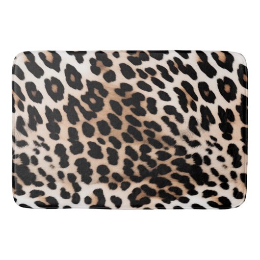 Crème Zwart Leopard Badmat (Voorkant)