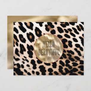 Crème Zwart Leopard Briefkaart