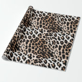 Crème Zwart Leopard Cadeaupapier (Uitgerold)