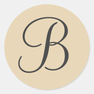 Crème & Zwart Monogrammed Envelopzegel/Gift Label