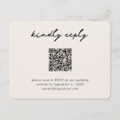 Crème & Zwart RSVP QR Code Enclosure Kaart (Voorkant)