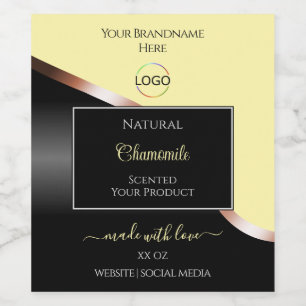 Crème Zwart Wavy Roos Goud met Logo Product Label Wijn Etiket