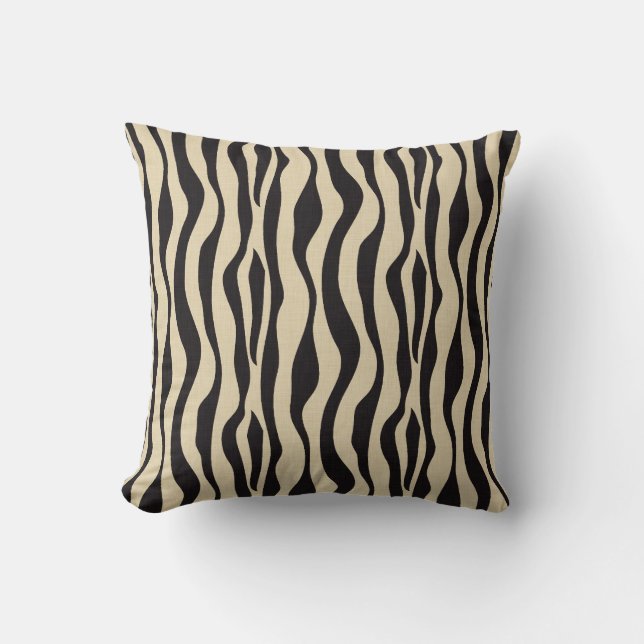 Crème Zwart Zebra Print Kussen (Voorkant)