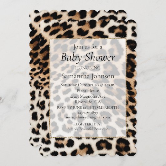 Crème Zwarte Luipaardprint Kaart (Voorkant / Achterkant)