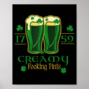 Crèmeachtige fookin pint st patricks day grappige  poster
