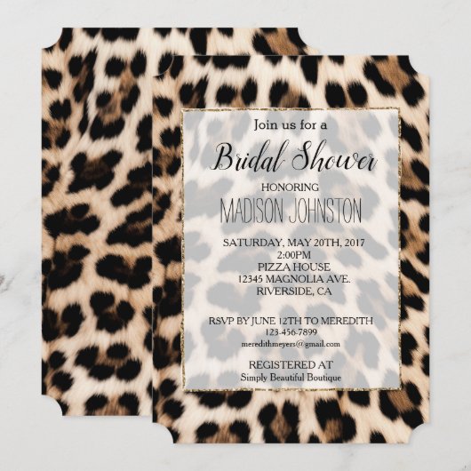 Crèmebruine zwarte luipaard kaart (Voorkant / Achterkant)