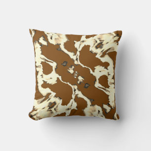 Cremig beige bruin filmy abstract bloemmotief kussen