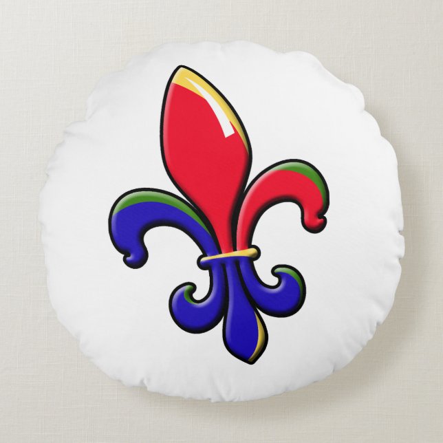 Creole Fleur DE Lis Round Hoofdkussen Rond Kussen (Voorkant)
