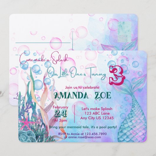 Créons une invitation de sirène pour une fête Spla (Devant / Derrière)