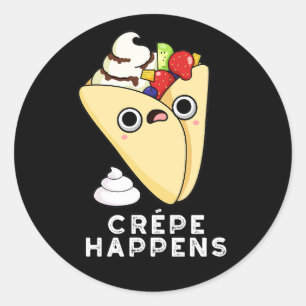 Crepe Happny Food Pun Dark BG Ronde Sticker