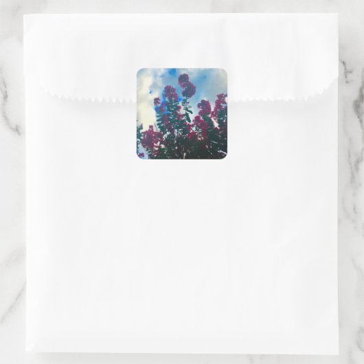 crepe myrtle on a cloudy day vierkante sticker (Tas)