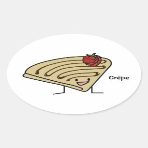 Crepe pasty Strawberry dessert chocolade Franse Ovale Sticker