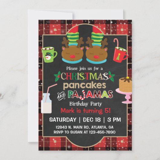 crêpes de Noël et fête du pyjama. invitation (Devant)