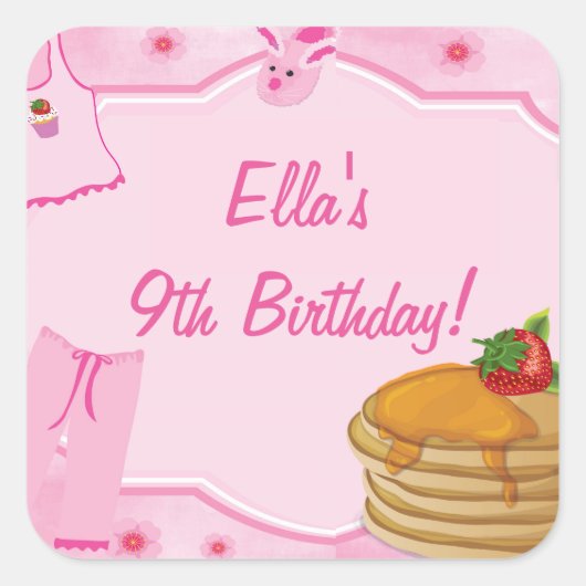 Crêpes et pyjamas Stickers d'anniversaire (Devant)