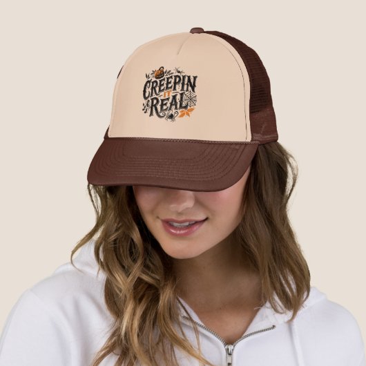 Crepping It Real Halloween Retro Design Trucker Pet (In situ)