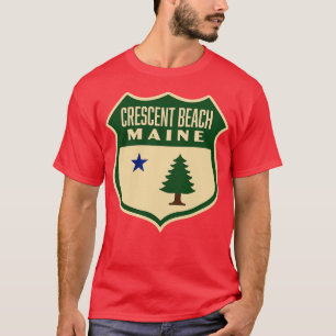 Crescent Beach Maine Retro Pine Tree Shield Groen T-shirt