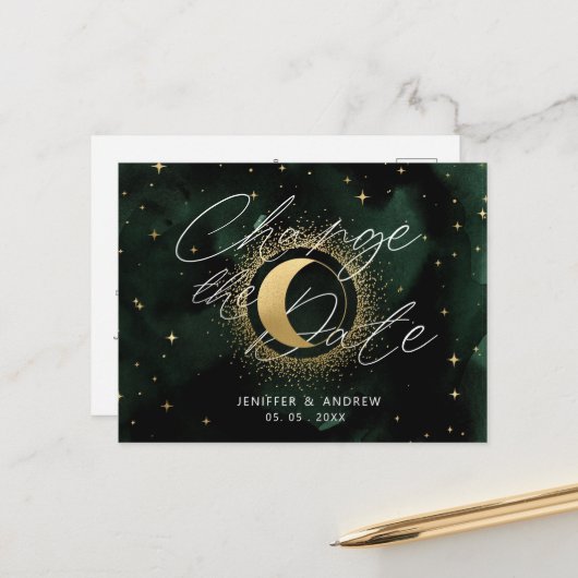 Crescent Céleste Lune Modifier La Date Carte Posta (Devant/Arrière en situation)