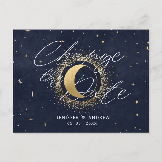 Crescent Céleste Lune Modifier La Date Carte Posta (Devant)