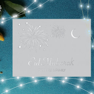 Crescent Firework Argent Foil Aïd Moubarak Carte