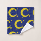 Crescent Jaune Lune Bleu Nuit Sky Star Astronomie (Gant de toilette)