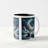Crescent lune et étoiles scintillantes tasse de ca (Devant droit)