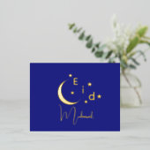 Crescent Luxury Gold Foil Eid Mubarak Kaart (Staand Voorkant)