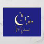 Crescent Luxury Gold Foil Eid Mubarak Kaart (Voorkant)