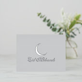Crescent Luxury Silver Foil Eid Mubarak Kaart (Staand Voorkant)