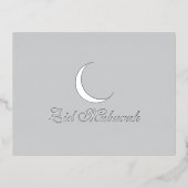 Crescent Luxury Silver Foil Eid Mubarak Kaart (Voorkant)