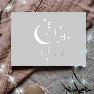 Crescent Luxury Silver Foil Eid Mubarak Kaart