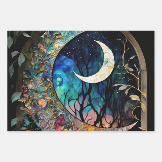 Crescent Moon Alcohol Ink Inpakpapier Vel (Voorkant)