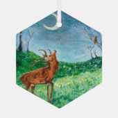 Crescent Moon Buck Glas Ornament (Achterkant)