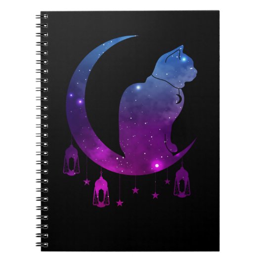 Crescent Moon Cat Mystical Pastel Gothic Spirituee Notitieboek (Voorkant)