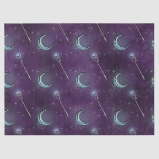 Crescent Moon en Personeel op Paarse ontkoppeling Tissuepapier (Voorkant)