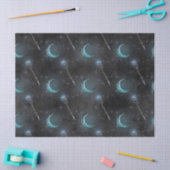 Crescent Moon en Personeel op zwarte ontkoppeling Tissuepapier (Craft)