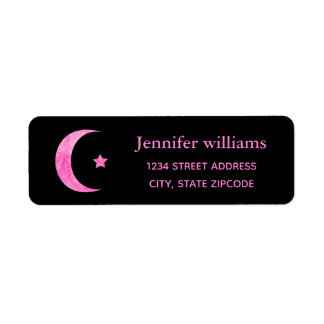 Crescent Moon en ster adreslabel Etiket