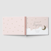 Crescent Moon & Étoiles Rose Girl Baptême Livre d' (Complet)