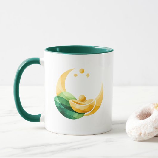 Crescent Moon Gold Pot St. Patrick's Day Mug Mok (Met donut)