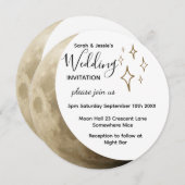 Crescent Moon & Gold Stars Faire-part de mariage (Devant / Derrière)