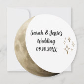 Crescent Moon & Gold Stars Wedding Invitation Kaart (Achterkant)